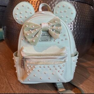 Loungefly Disney Minnie Mouse Pearl Ears Mini Backpack Mint Green
